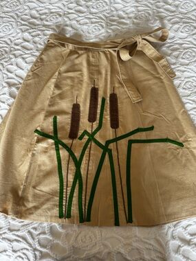 Vintage Handmade Cattail Wrap Skirt Adjustable Waist Cottagecore Prairie